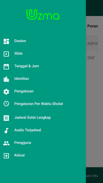 Aplikasi UZMA Control di smartphone untuk mengatur signage